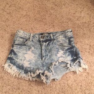 Acid wash shorts